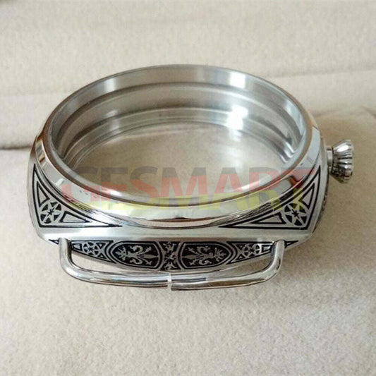 47mm 316L carved watch case with crystals for Seagull ST3600 and ETA6497 movements.