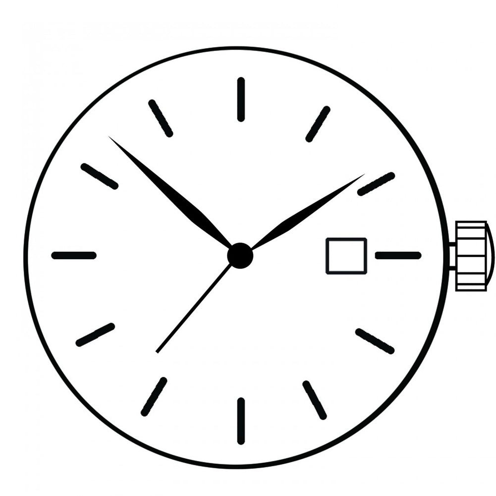 ETA 803.112 Swiss quartz watch with three hands, date display at 3 and 6 o?clock, precise Swiss movement by ETA.