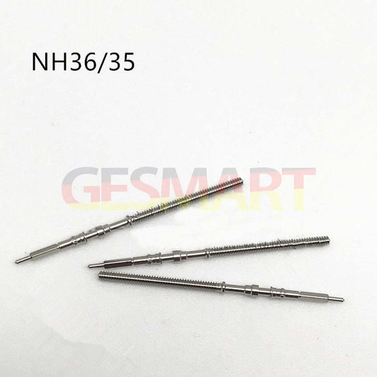 Set of 10 generic watch winding stems compatible with NH35/NH36 movements for precise repairs.