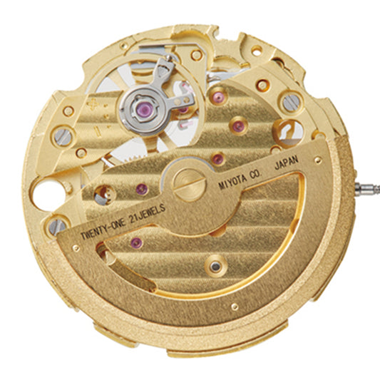 Miyota Citizen 82S5 golden plated automatic mechanical watch movement for precise timekeeping.
