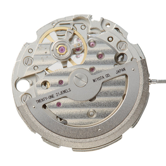 Miyota Citizen 82S7 silver plated automatic mechanical watch movement from Japan, precise timekeeping component.