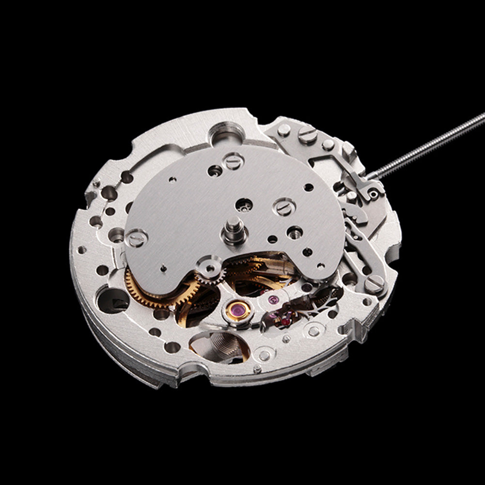 Miyota Citizen 82S7 silver-plated automatic watch movement for precise mechanical timekeeping.