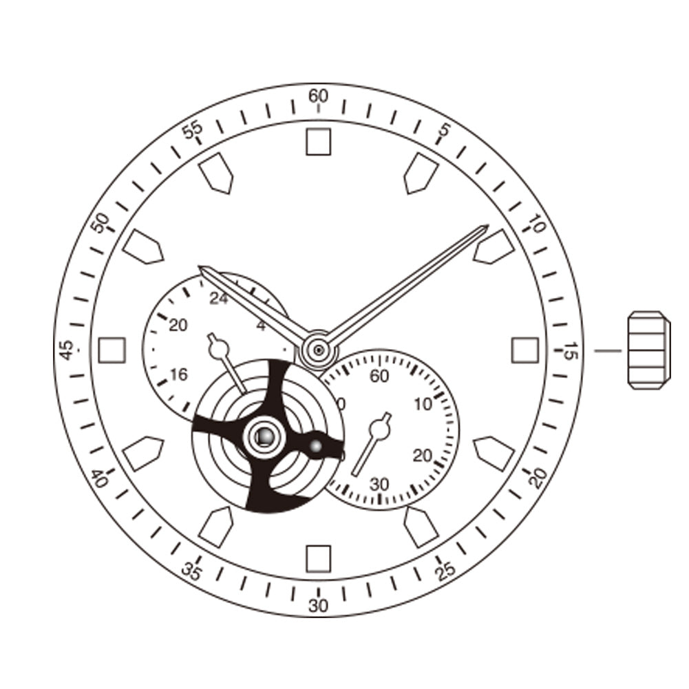 Miyota Citizen 82S7 silver-plated automatic watch movement for precise mechanical timekeeping.