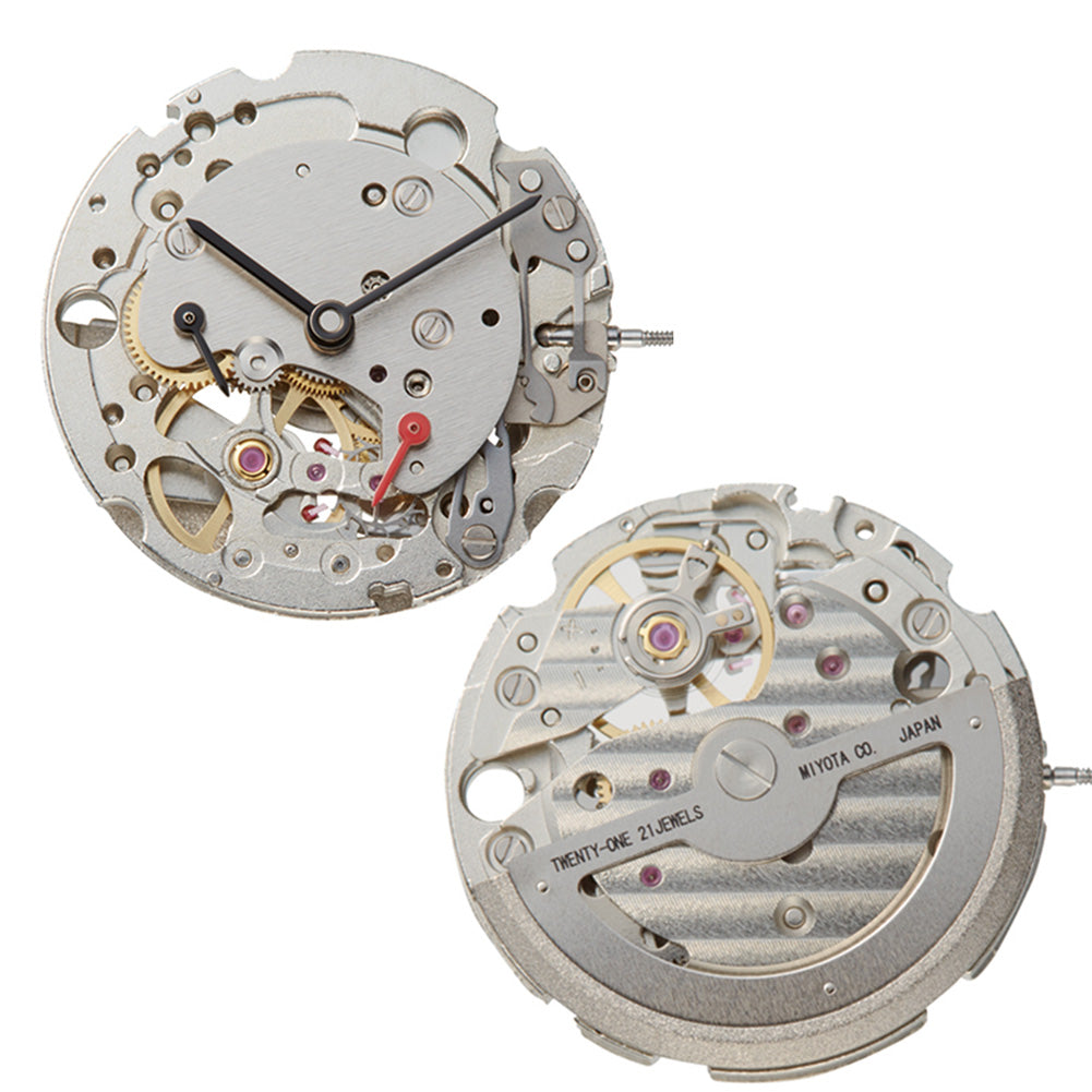 Miyota Citizen 82S7 silver-plated automatic watch movement showcasing precision engineering for reliable timekeeping.