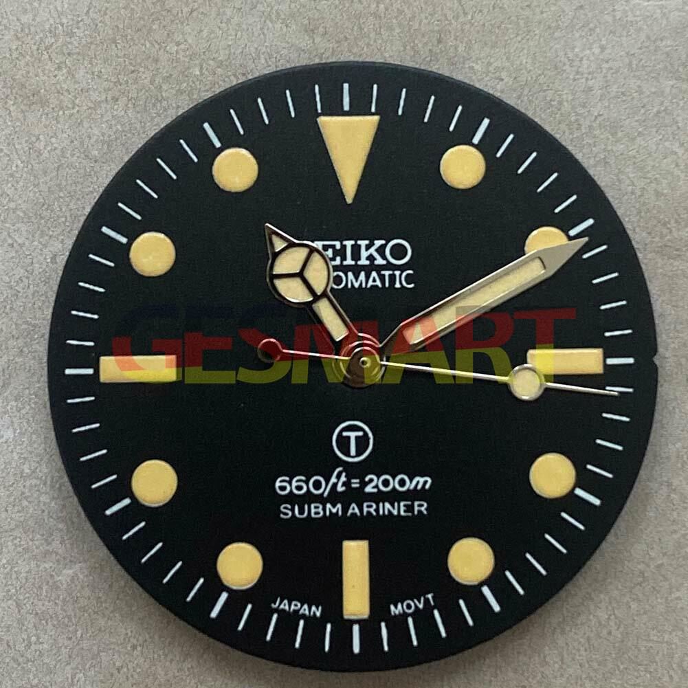 Green luminous 28.50mm watch dial for NH35/NH36 movement, vibrant glow, brand A05 accessory.