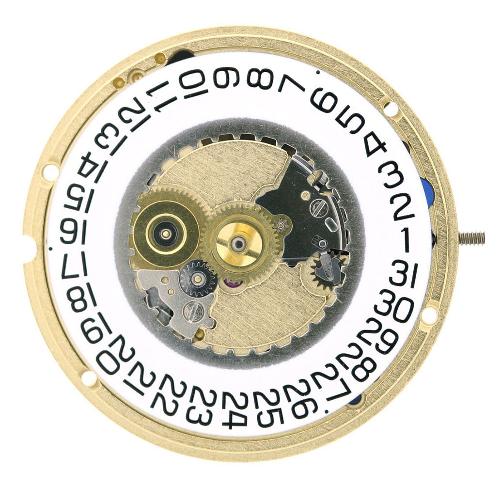 ETA 955.412 quartz watch movement with 2/3 hands and date display at 3 o'clock, Swiss precision.
