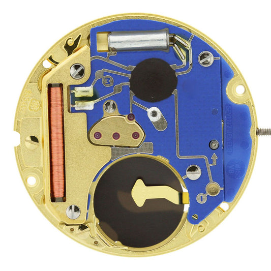 ETA 955.412 quartz watch movement with 2/3 hands and date display at 3 o'clock, Swiss precision.