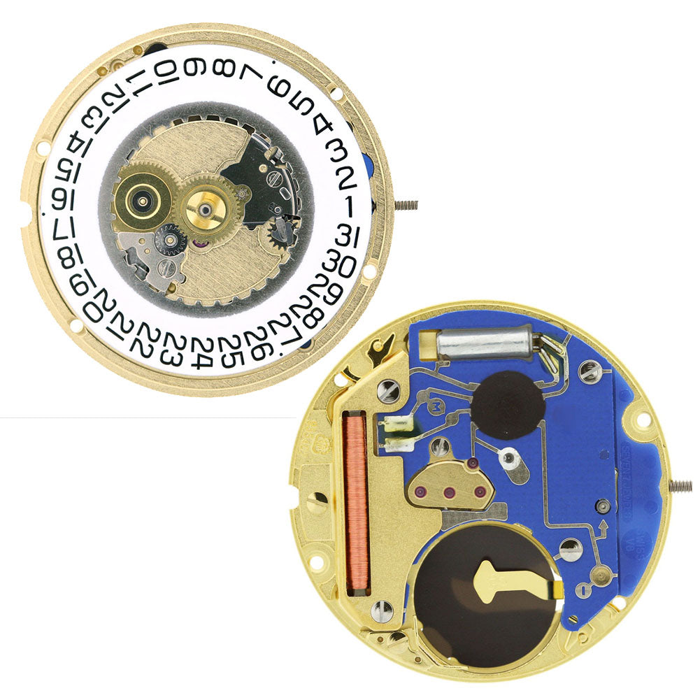 ETA 955.412 quartz watch movement with date at 3 o'clock, Swiss precision by ETA.