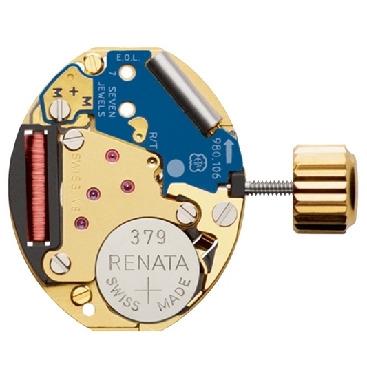 ETA 980.106 watch with quartz 3 hands and precise Swiss movement, ideal for stylish timekeeping.