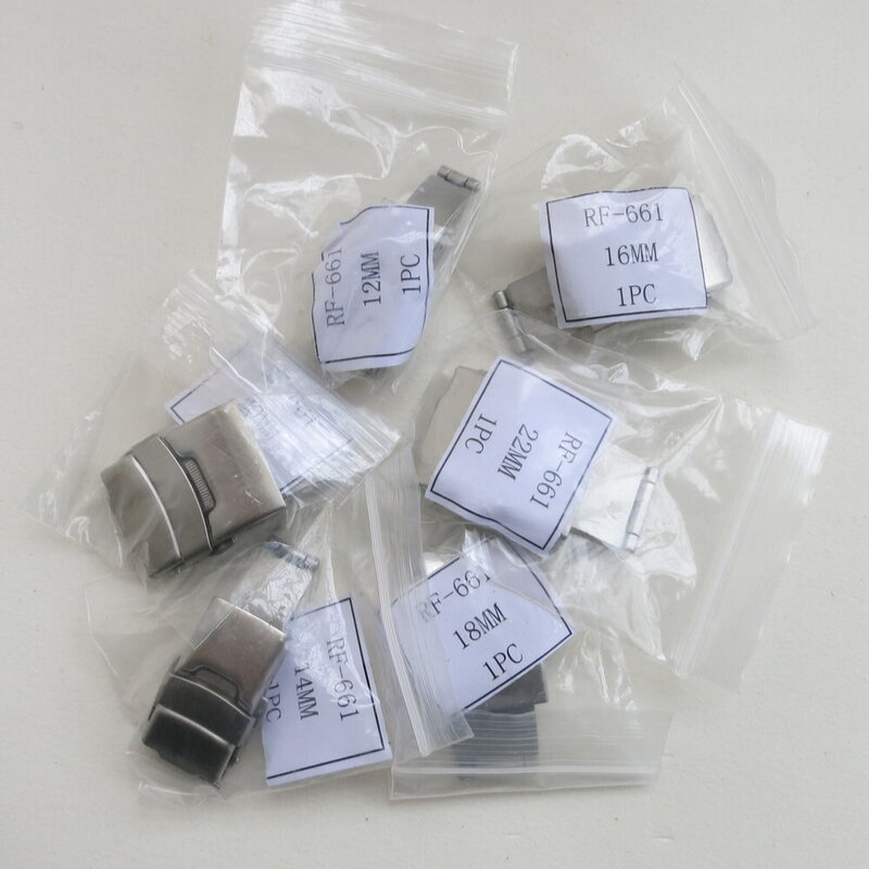 T661 pack of 6 double switch watch buckles 12-22mm, durable leather strap accessories.
