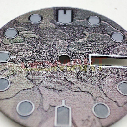 Green luminous black watch dial designed for NH36 4R36 movement, perfect for watch repair and customization.