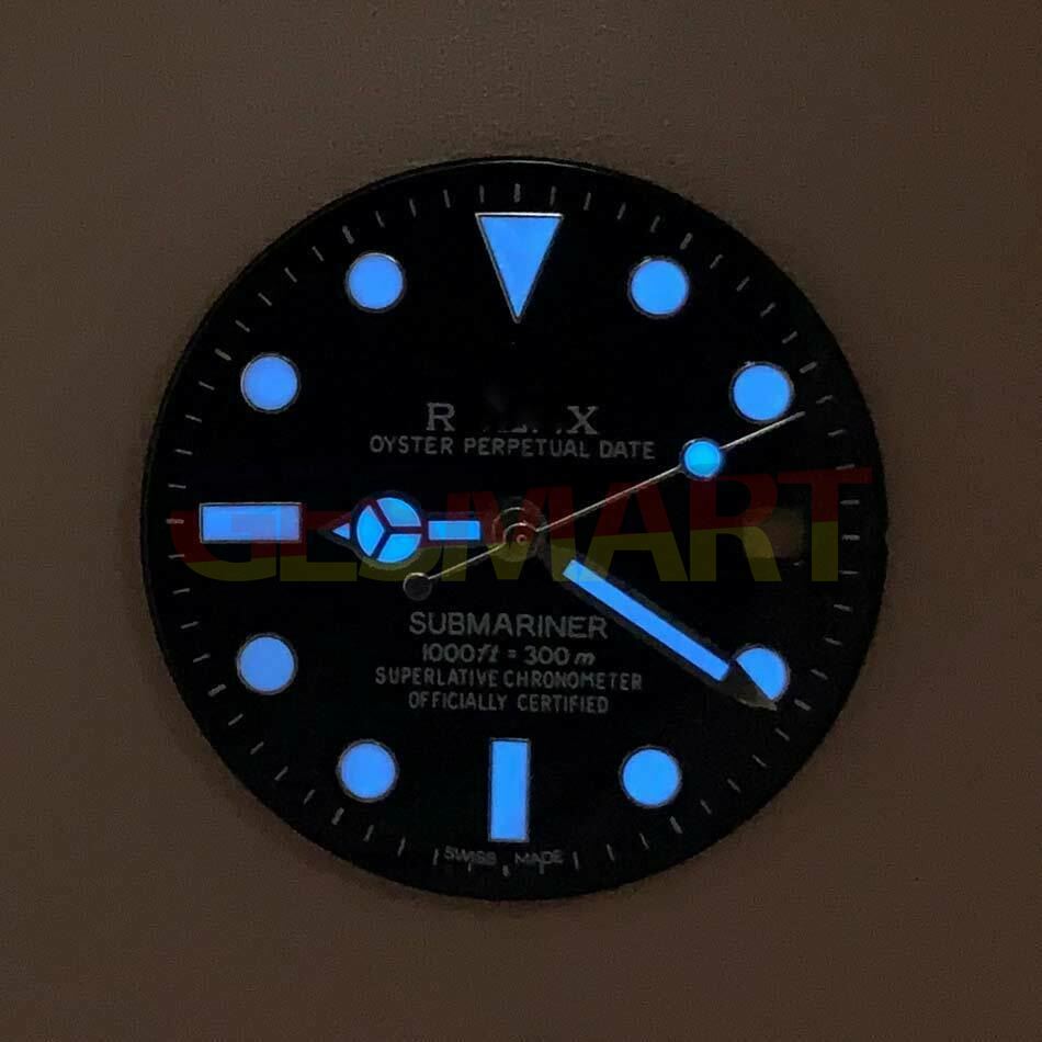 Blue-green luminous RLX style watch dial with hands for 8215/2813/8200 movements by RLX.