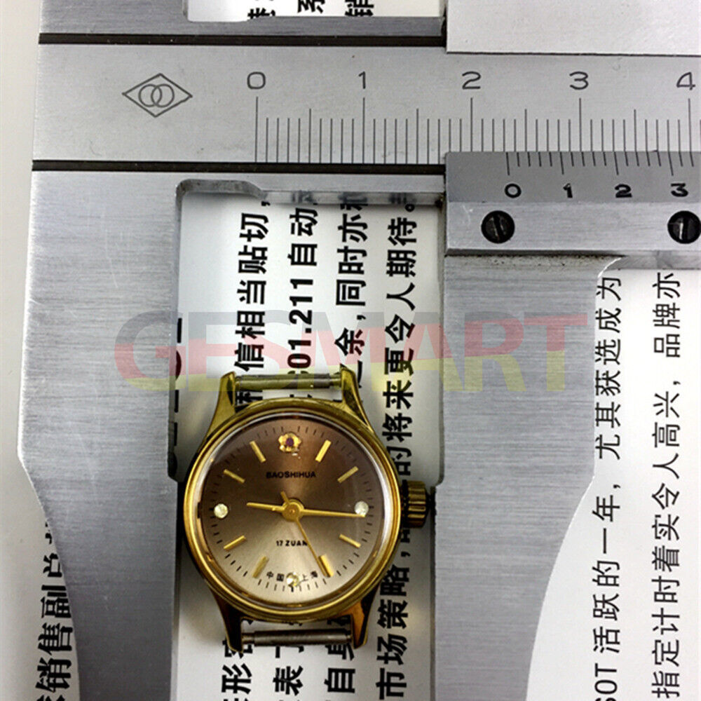 Shanghai Manual Mechanical Lady Watch Golden Nail Gradient Brown Dial 3 Hands