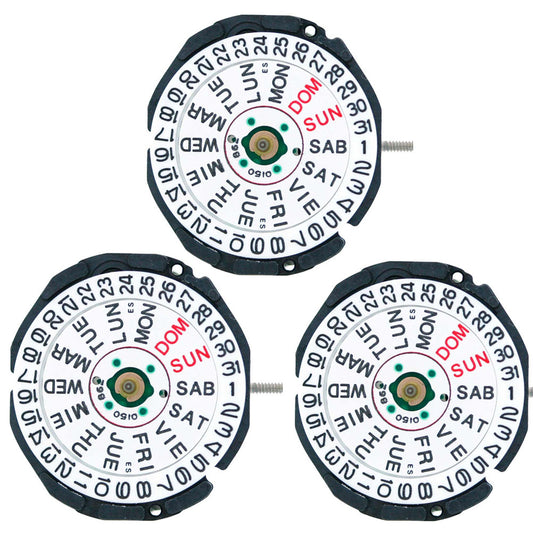 Hattori Epson AL83 quartz watch movements, Japan-made, 3-piece pack for precise timekeeping.