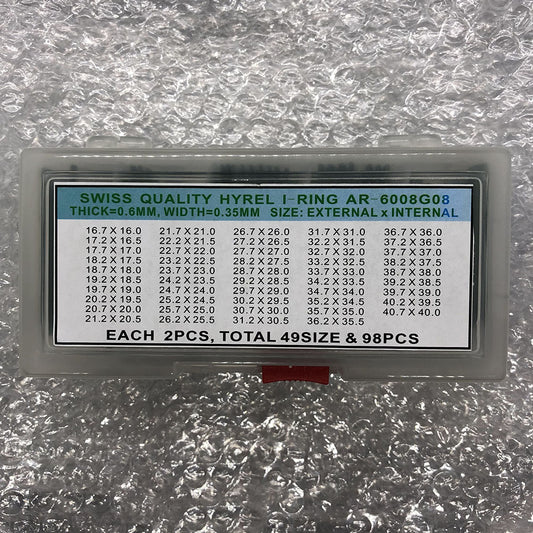 AR-6008G08 waterproof O ring watch back gasket washers, 49 sizes, 98pcs for precise watch repairs