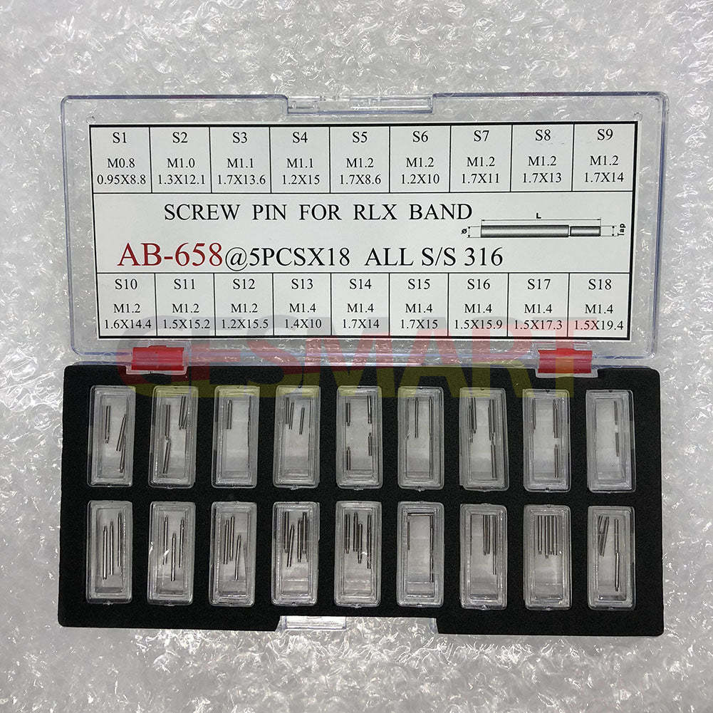 AB-658 Set mit 90 Stück Schraubentyp Uhrenarmband Band Link Pin Gewinde für