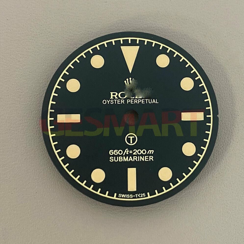 28.5mm XE5 green luminous retro watch dial by XE5, designed for NH35/8215/2836 vintage movements.