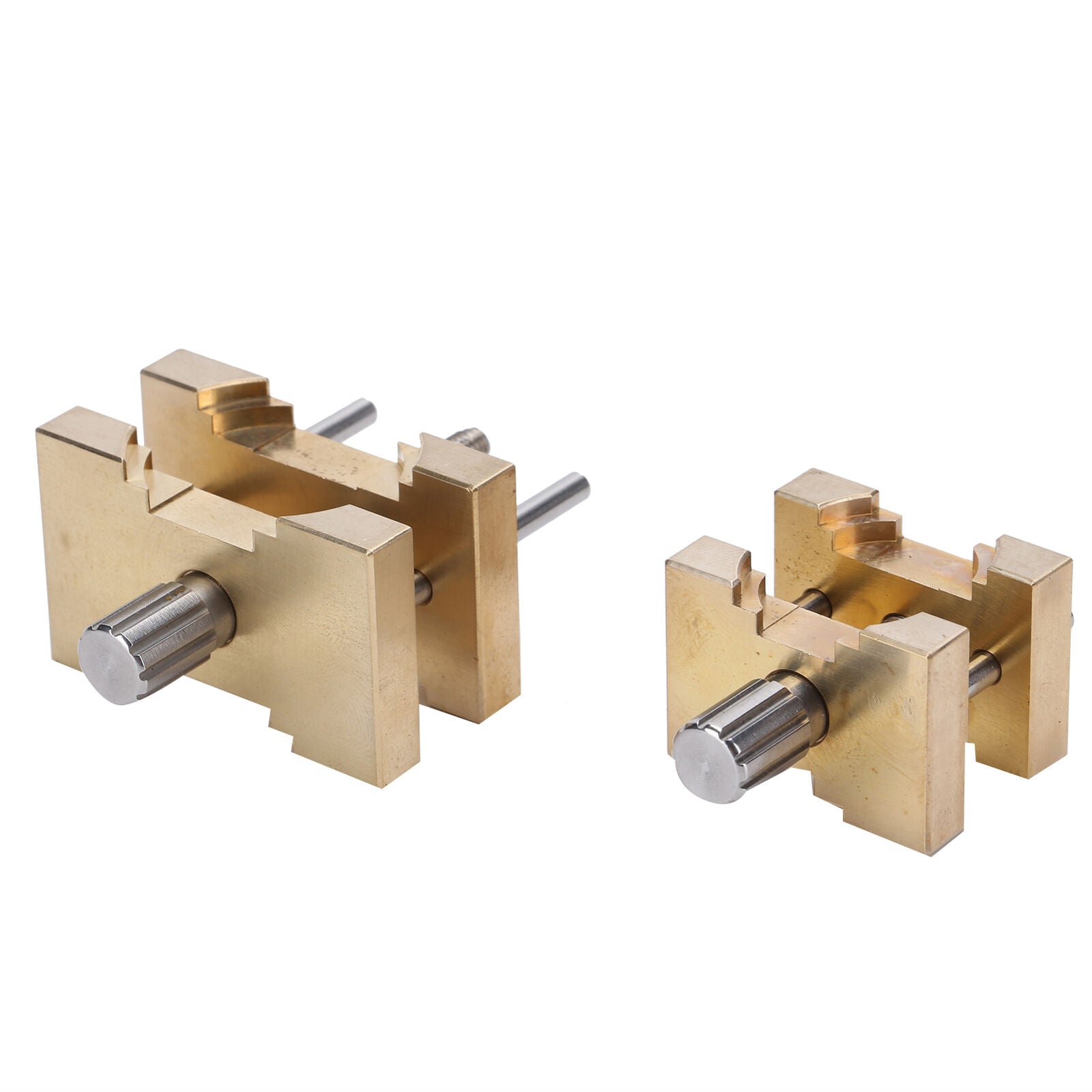 Vintage copper watch movement holder clamp, ideal for precise watchmaker repairs and secure positioning.