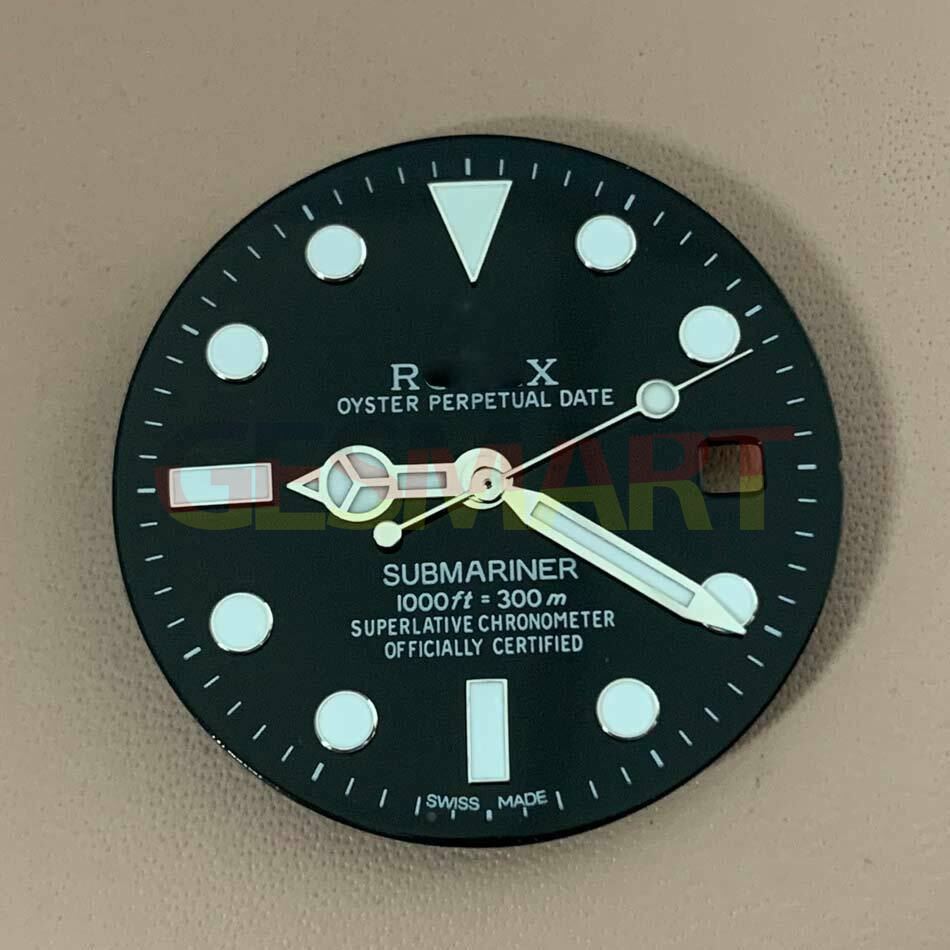 Blue-green luminous dial with hands for 8215/2813/8200 movements, RLX style by RLX Accessories.