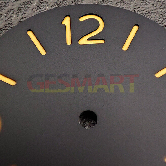 Green luminous black watch dial for ST3600 ETA6497/6498 movement, ideal for precise watch repairs.