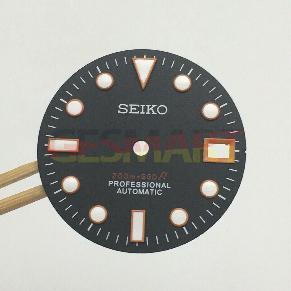 28.5mm Watch Dial Luminous NH35 Movement Watch Parts Replacement Orange/White