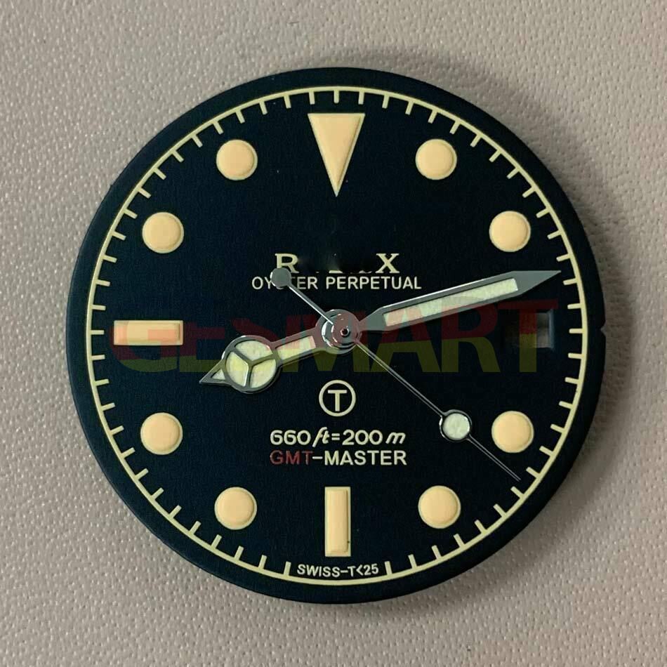 Blue-green luminous dial with hands for 8215/2813/8200 movements, RLX style by RLX Accessories.