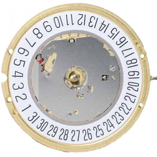 ETA E64.111 Swiss quartz watch movement showing 3 hands and date at 3 o'clock position