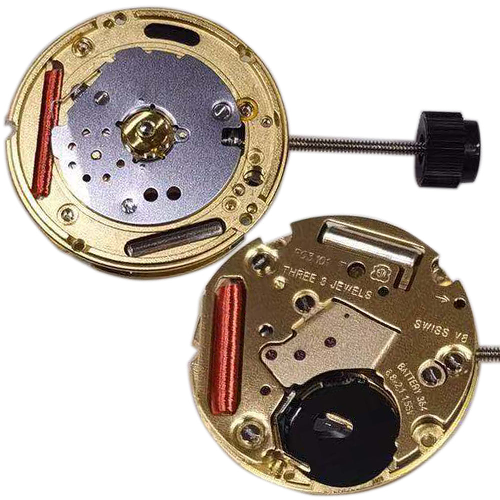 ETA F03.101 quartz watch movement with 2 hands, precision Swiss craftsmanship by ETA, ideal for watch repair and customization.
