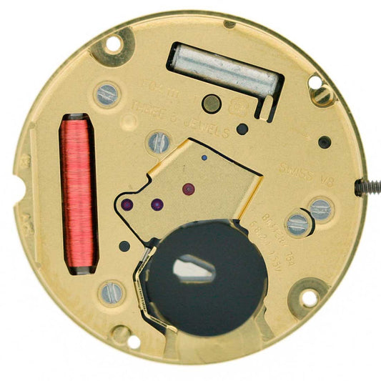 ETA F04.111 Swiss quartz watch movement with 3 hands and date function, precision timekeeping.