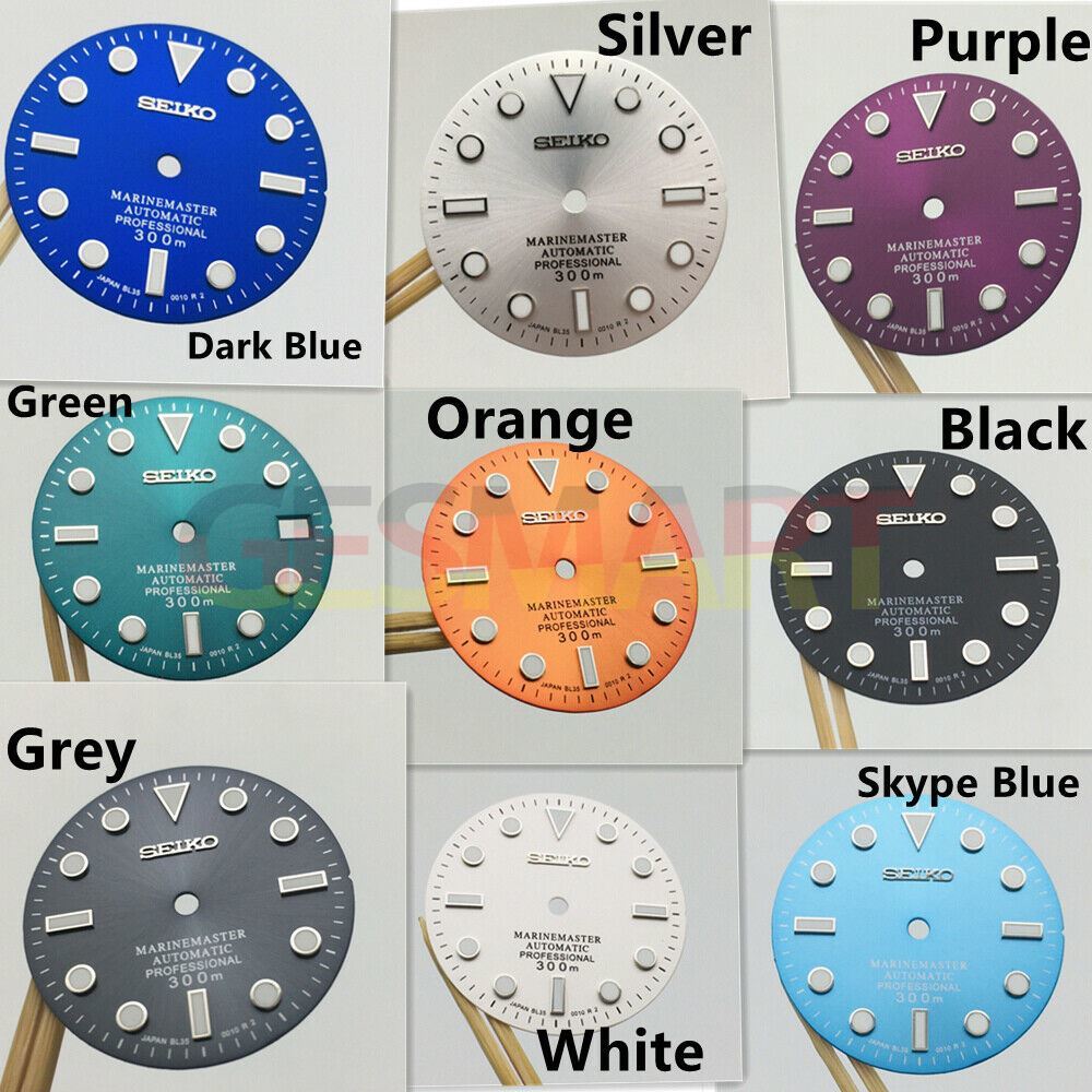 Watch Dial 28.5mm with luminous markers for NH35 movement, ideal replacement in sleek black finish