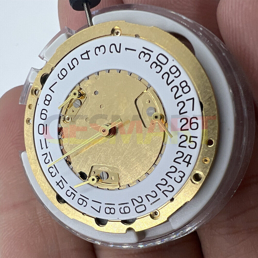 ETA 251.372 Swiss Made golden quartz watch movement ensuring precise timekeeping in luxury watch accessories.