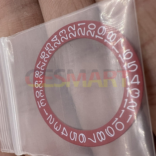 Red background date wheel with white font, compatible with Miyota NH35 NH36 watches.