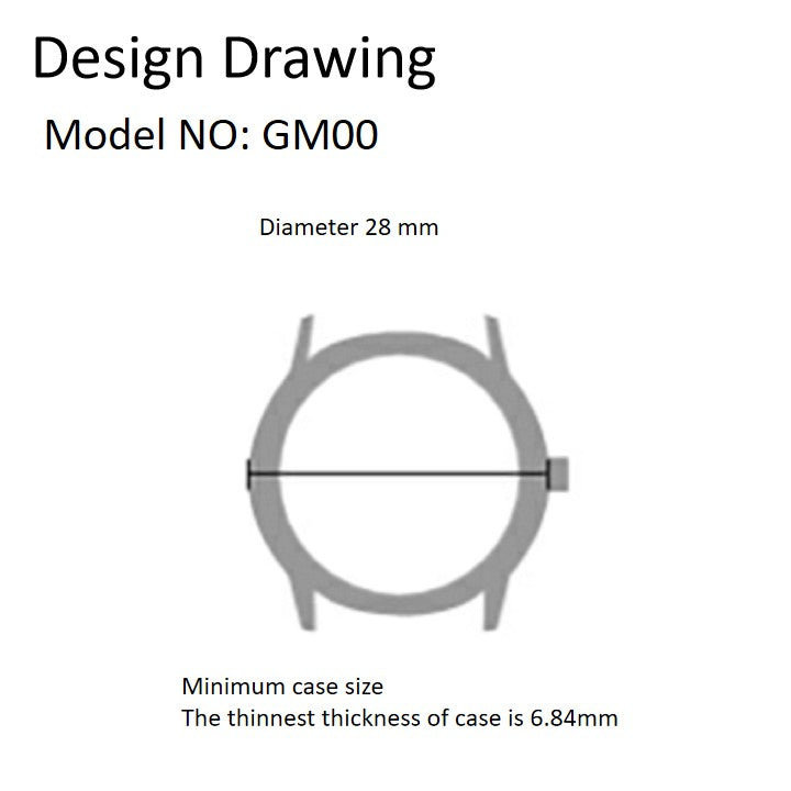 Miyota GM00 quartz watch movement with bilingual English and Chinese markers for precise timekeeping.