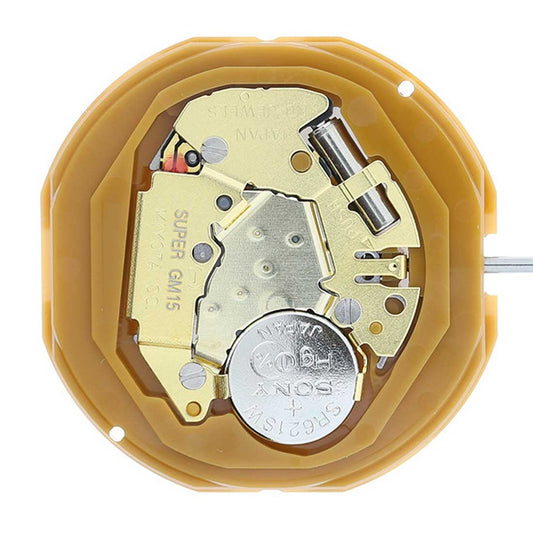 Miyota GM15 Japan quartz movement with date display at 6 o'clock, precision made in Japan.