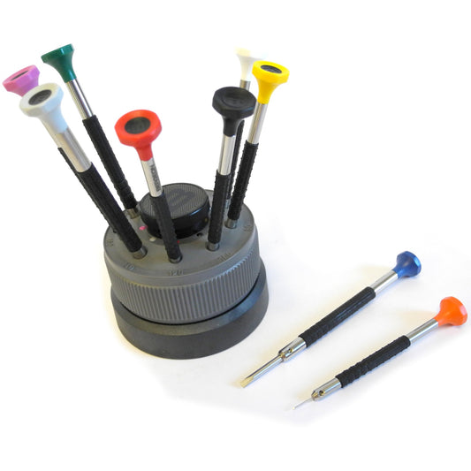 Bergeon 6899-S09 ergonomic screwdriver set with 9 stainless steel precision tools for watch repairs