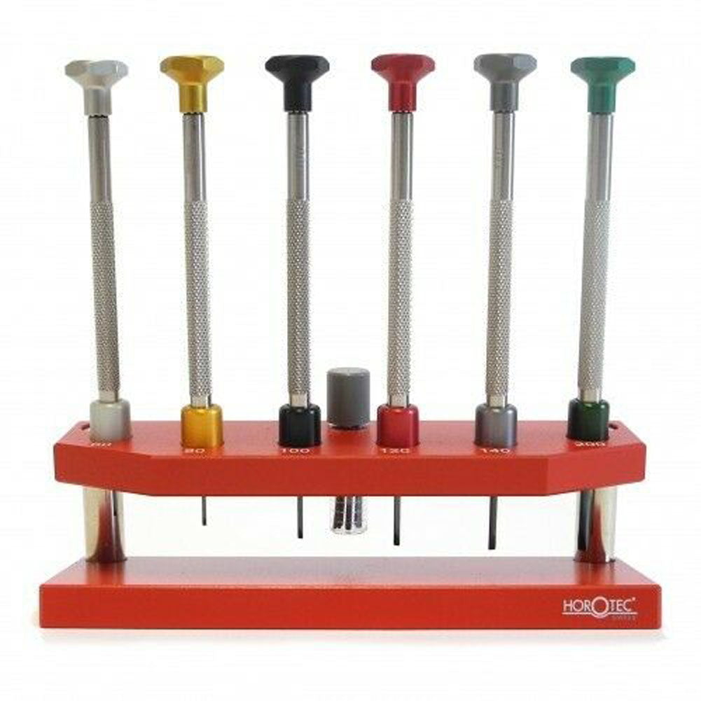 Horotec MSA01.201-D set of 6 precision screwdrivers for delicate watch repairs and fine adjustments.