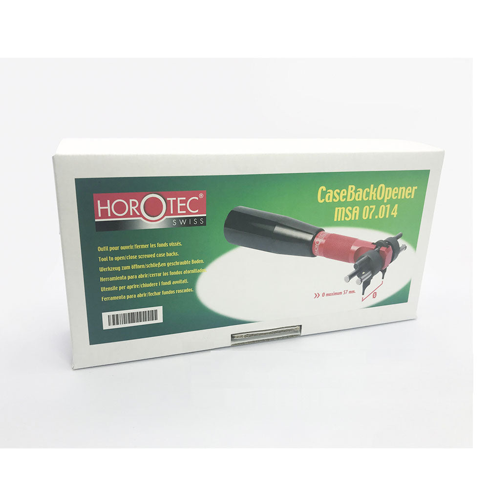 Horotec MSA07.014 watch case opener with adjustable jaws for precise back removal in watch repair.