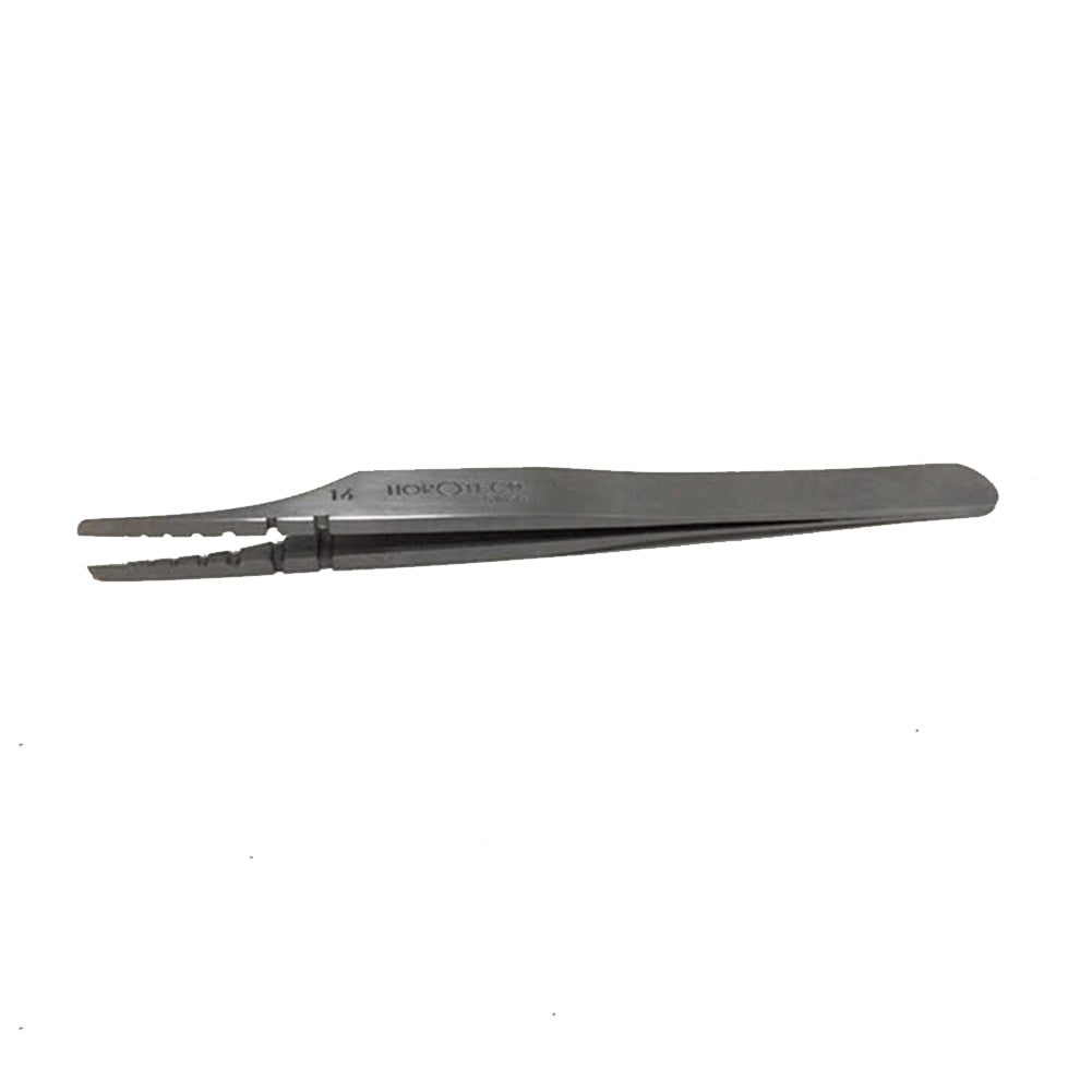 Horotec MSA12.300-14 carbon steel tweezers for precise watch hand removal and holding, 110mm length