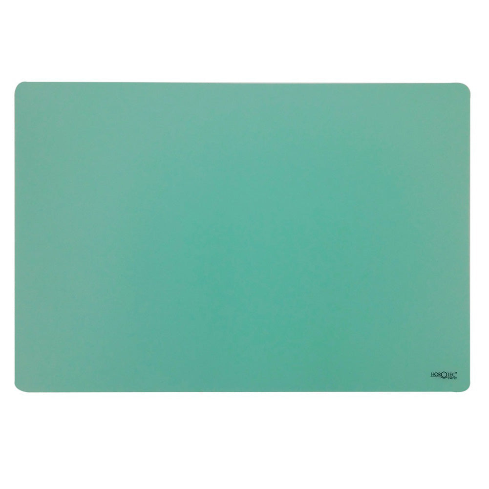 Horotec MSA24.208 green self-adhesive plastic bench mat, 35x24 cm, ideal for watchmaking workspace protection.