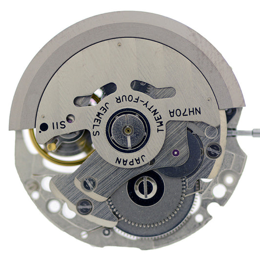 Seiko SII NH70A automatic watch movement, Japan made, precise timekeeping component.