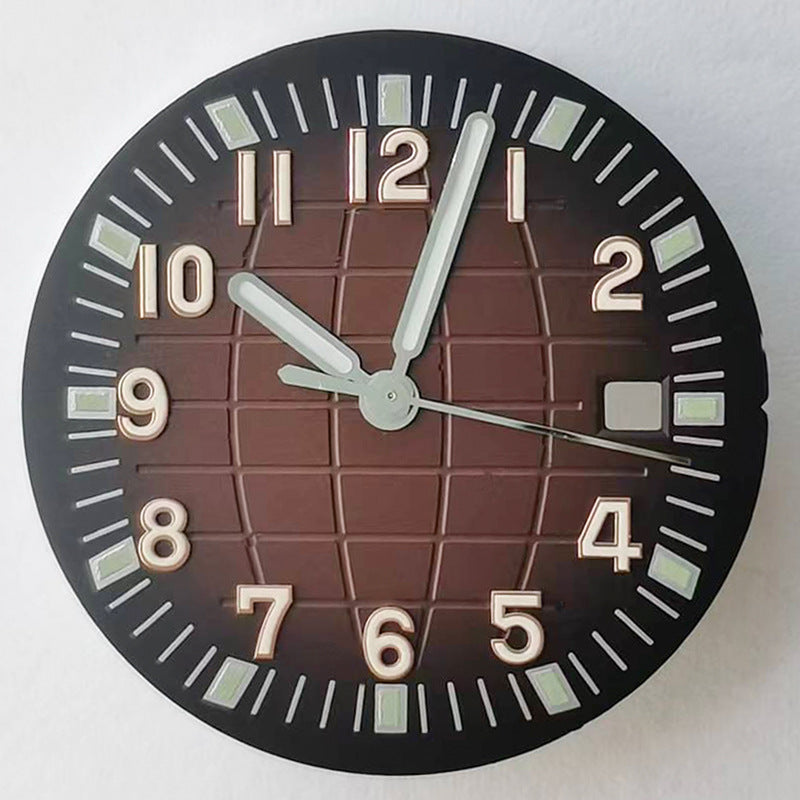Green luminous 31.3MM watch dial with hands, compatible with NH35/NH36/2813/8215/2836 movements, precise fit for watch repair.