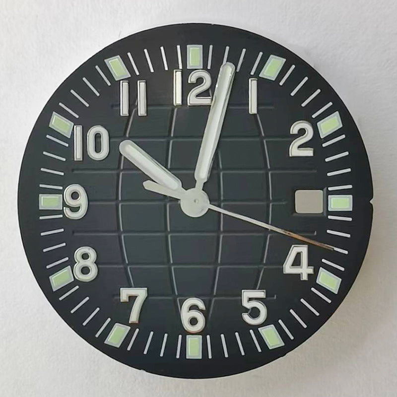 Green luminous 31.3MM watch dial with hands for NH35/NH36/2813/8215/2836 movements, precise fit.