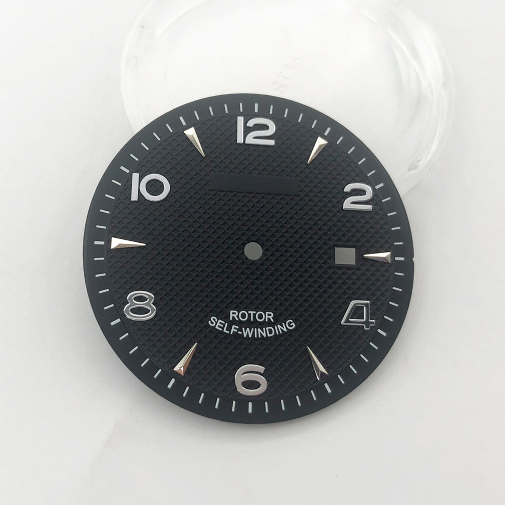 35.6MM watch dial with clear markers for ETA 2836 and Miyota 8215 movements, perfect for precise timekeeping.