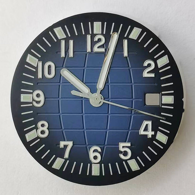 Green luminous 31.3MM watch dial with hands for NH35/NH36/2813/8215/2836 movements, precise fit and high visibility.