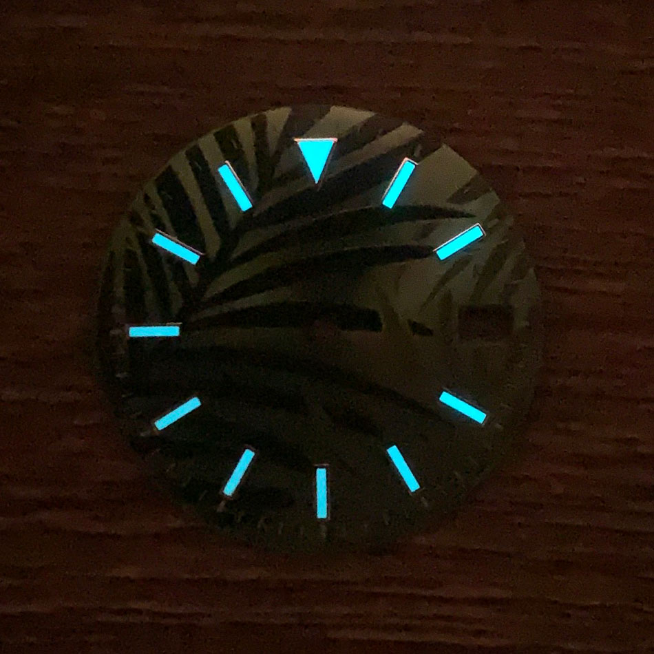 28.5MM blue luminous watch dial compatible with ETA2836, 8215, 821A, 2813 movements, perfect for custom watch builds.