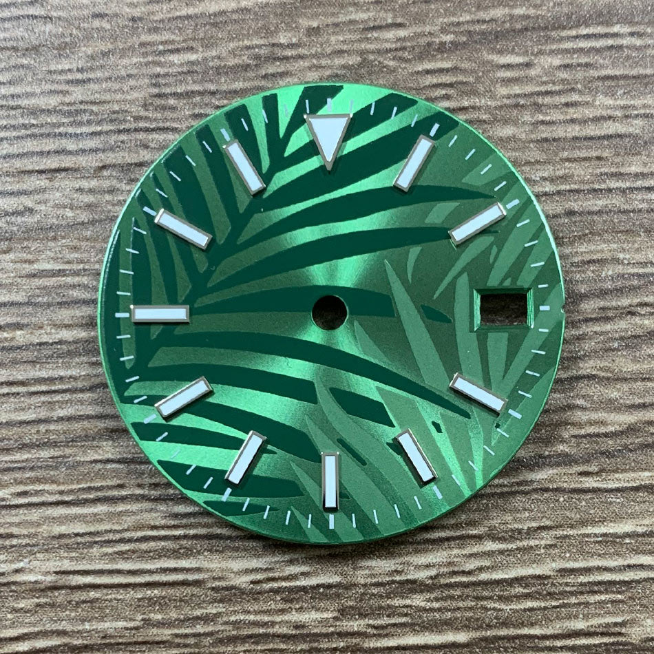 28.5MM blue luminous watch dial compatible with ETA2836, 8215, 821A, and 2813 movements.
