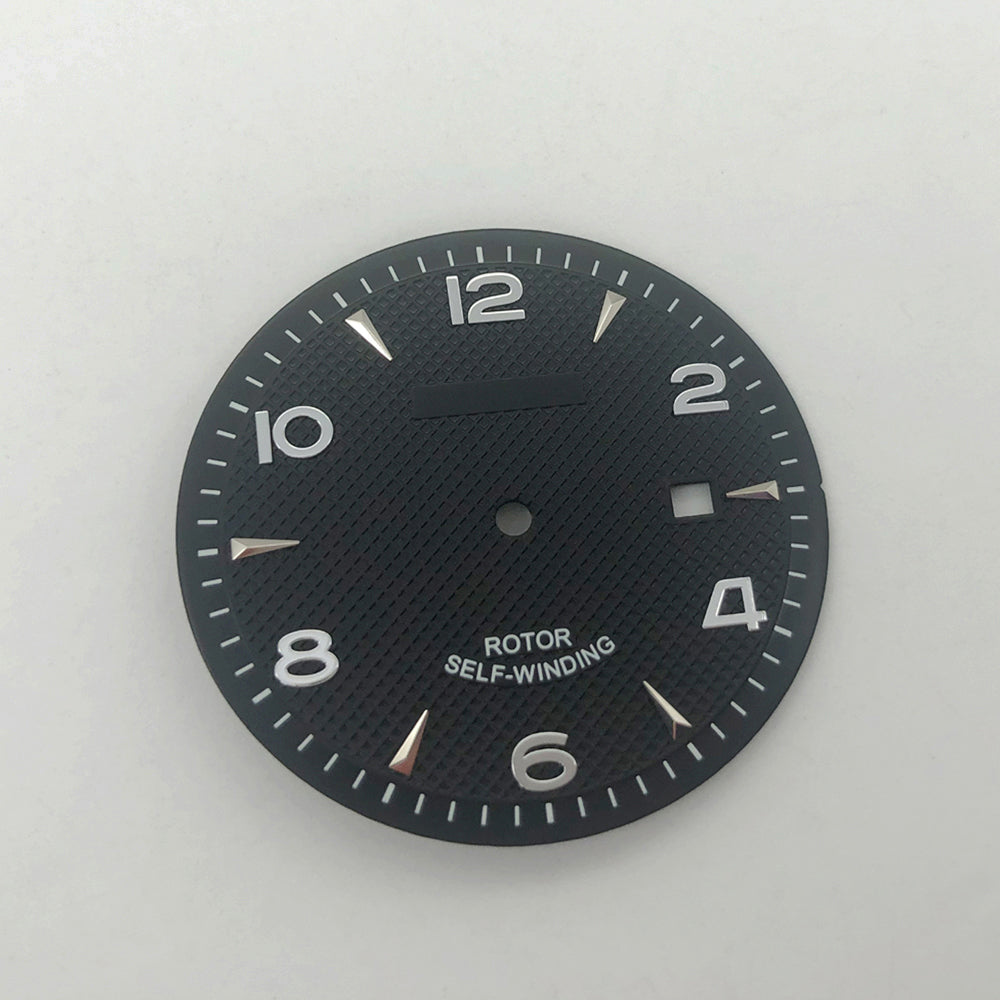 35.6MM watch dial with clear markers, compatible with ETA 2836 and Miyota 8215 movements.