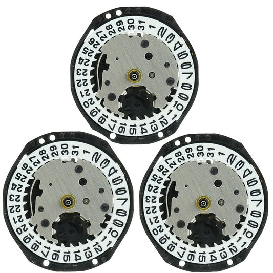 Hattori Epson TMI PC22 quartz watch movements with date window at 3 and 6, Japan made, pack of 3.