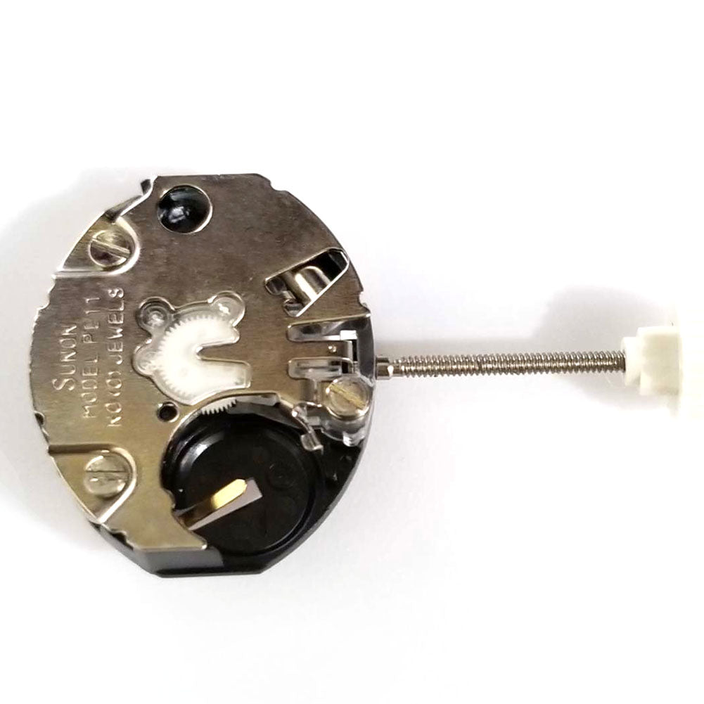 Sunon PE11 quartz watch repair parts featuring three hands for accurate timekeeping and easy upkeep.