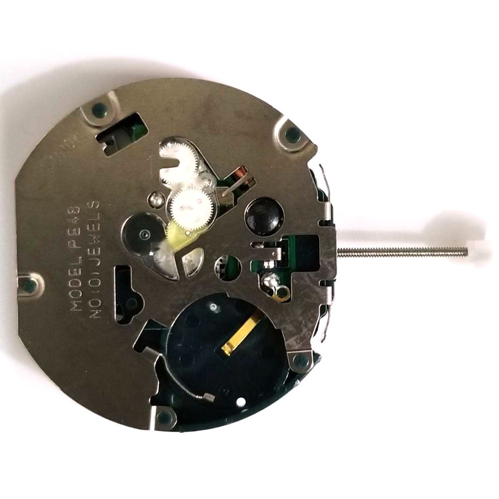 Sunon PE48 quartz watch movement with date window and small seconds, precise timekeeping accessory.